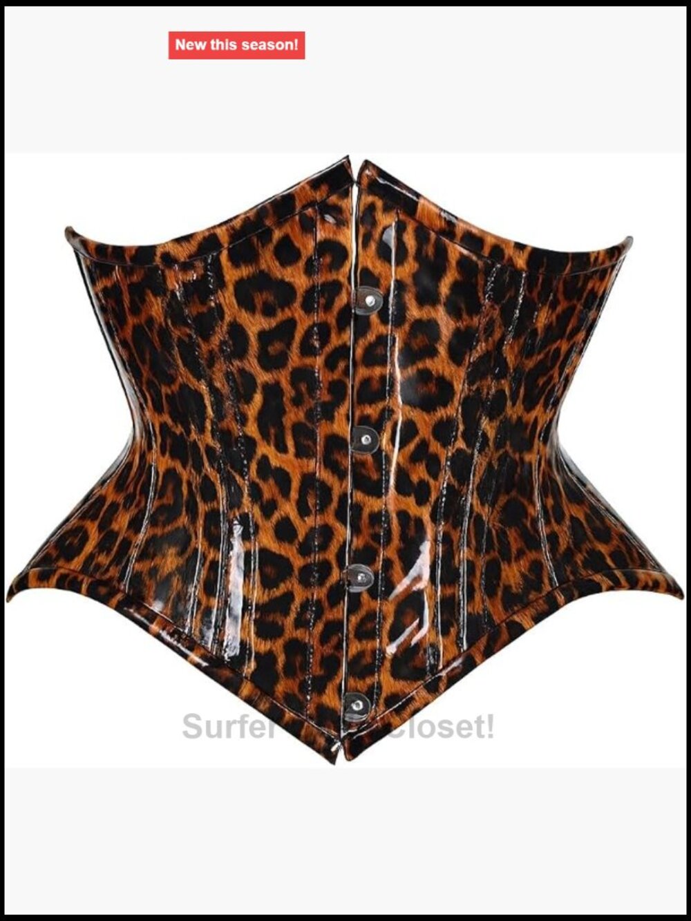 Womens PVC Cheetah Steel Boned Waist Cincher Corset Top